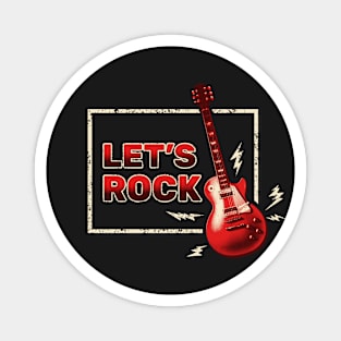 Lets Rock Grunge Red Guitar Retro 80s Magnet